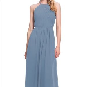 Slate Halter Neck Chiffon A-Line Gown